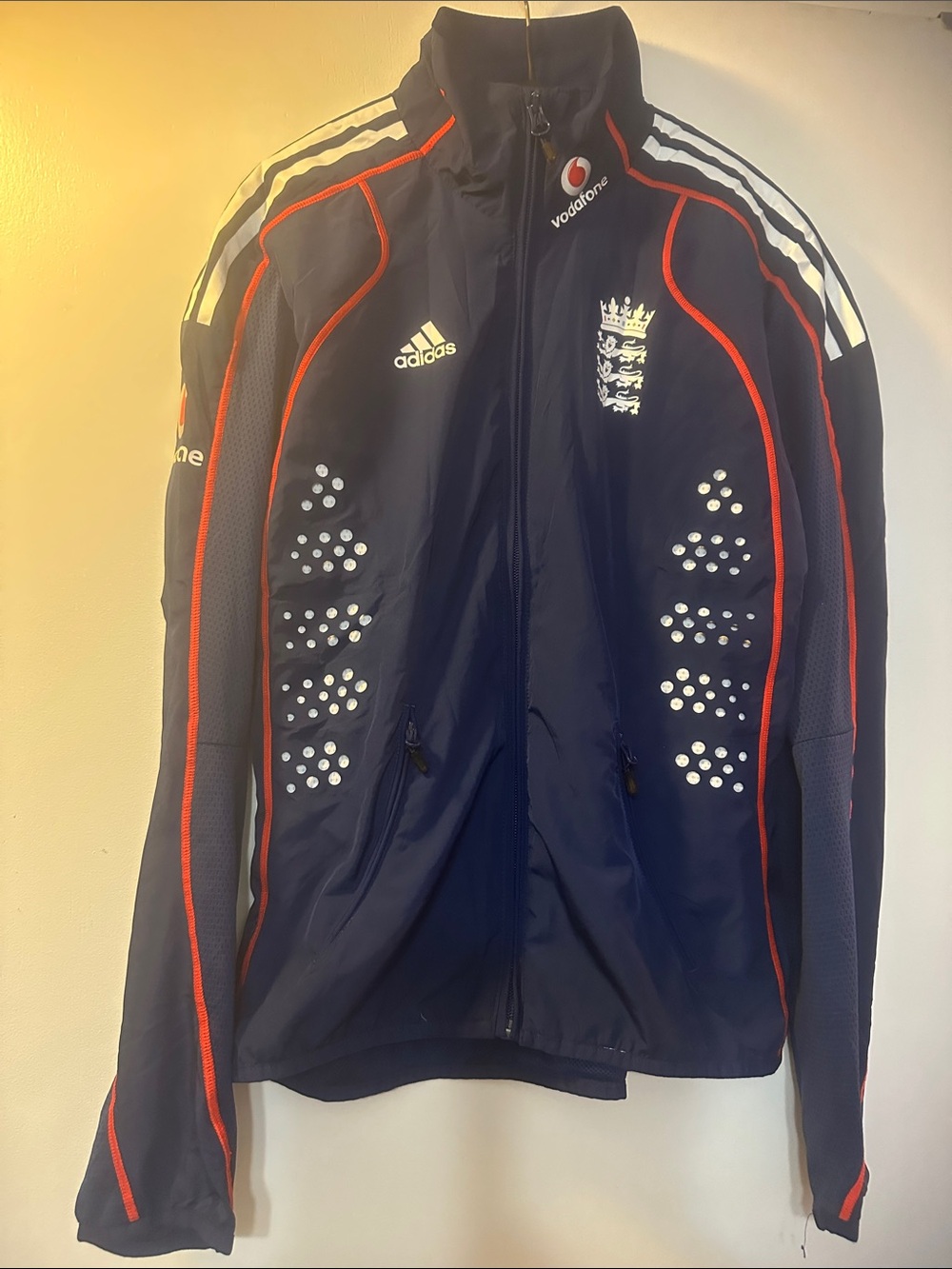 Vintage adidas Navy Performance Track Jacket with Red Piping chest 32